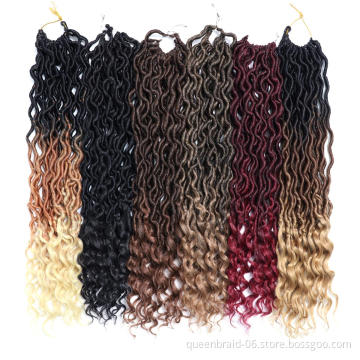 Wavy Goddess Faux Locs Crochet Synthetic Braiding Hair 18 Inch Soft Curly Crochet Twist Hair Extensions Braids Dreadlocks 24Root